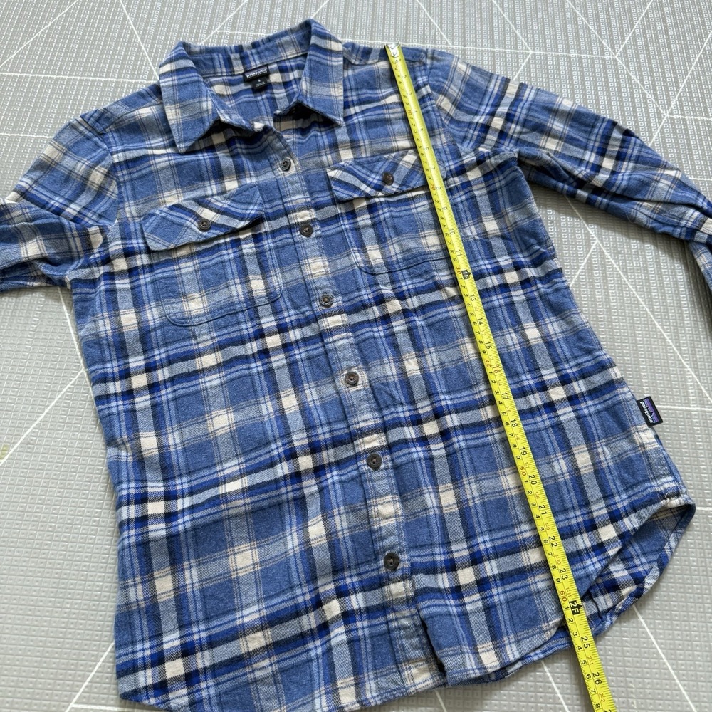 Patagonia Womens Blue Plaid Fjord Organic Cotton Midweight Flannel‎ Shirt Sz S - Picture 8 of 8
